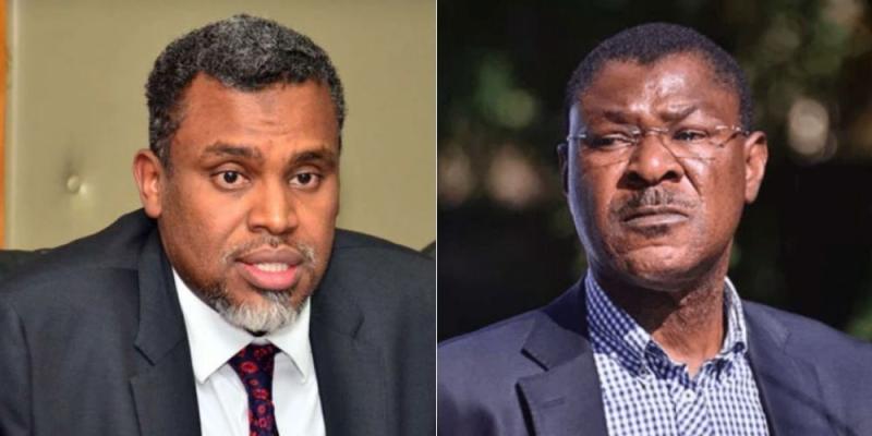 A collage of NIS Director General Noordin Haji and Speaker of the National Assembly Moses Wetang'ula.